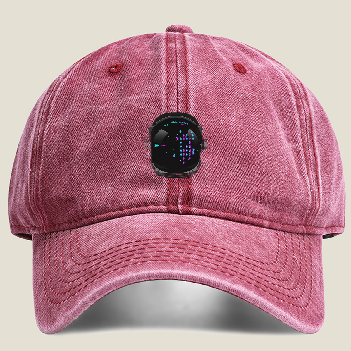 Space Invaders Astronaut - Washed Denim - Baseball Cap