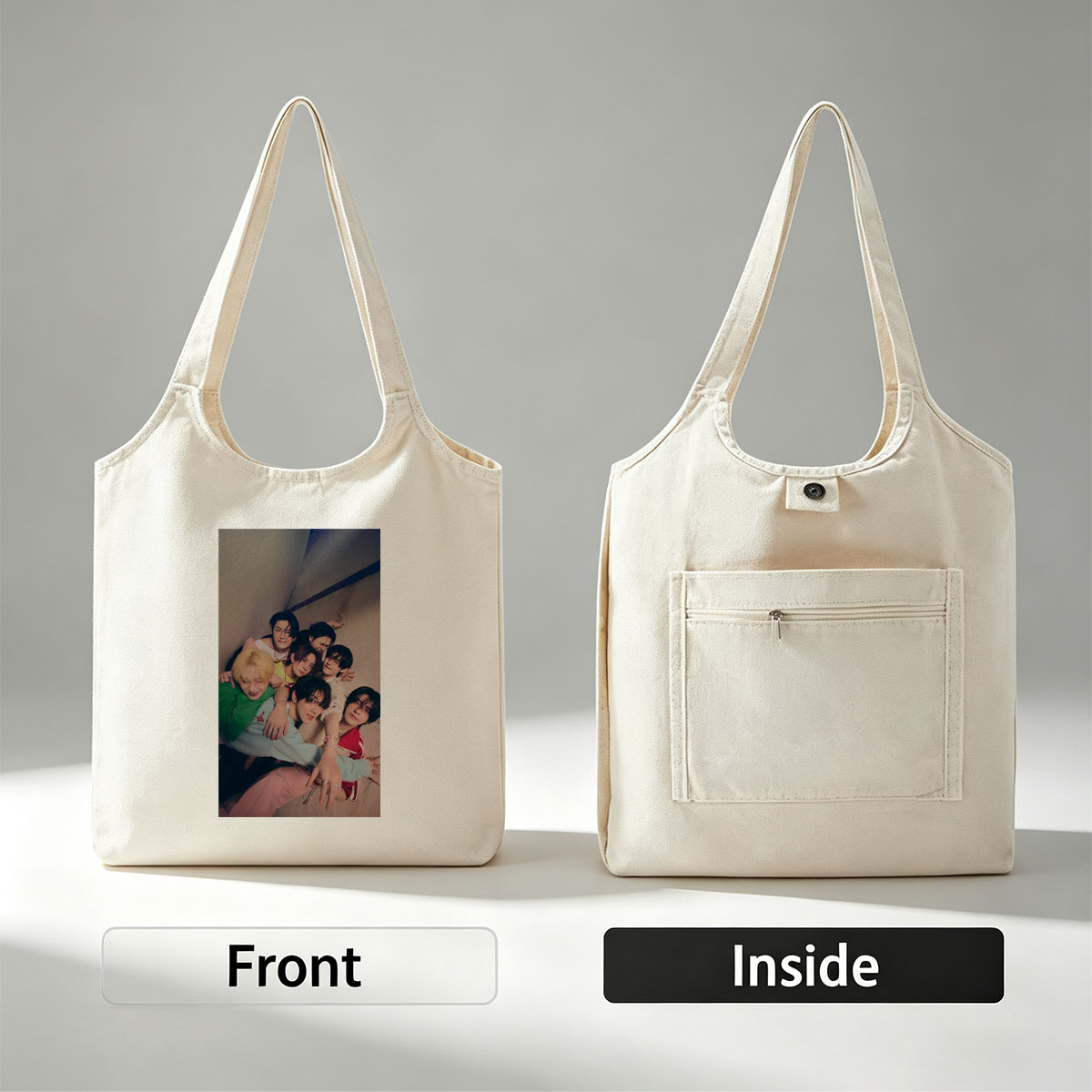 ENHYPEN Group Photo - Close-Up of Members Posing Together in a Cozy Indoor Setting - Canvas shoulder bags/