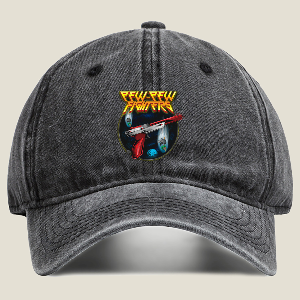 Pew-Pew Fighters: Laser Blasters and Space Ducks - Washed Denim - Baseball Cap