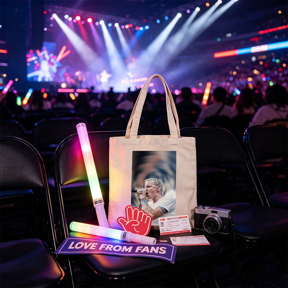 Blink-182 Lead Singer Performing with Microphone and Tattooed Arms - Canvas tote bags