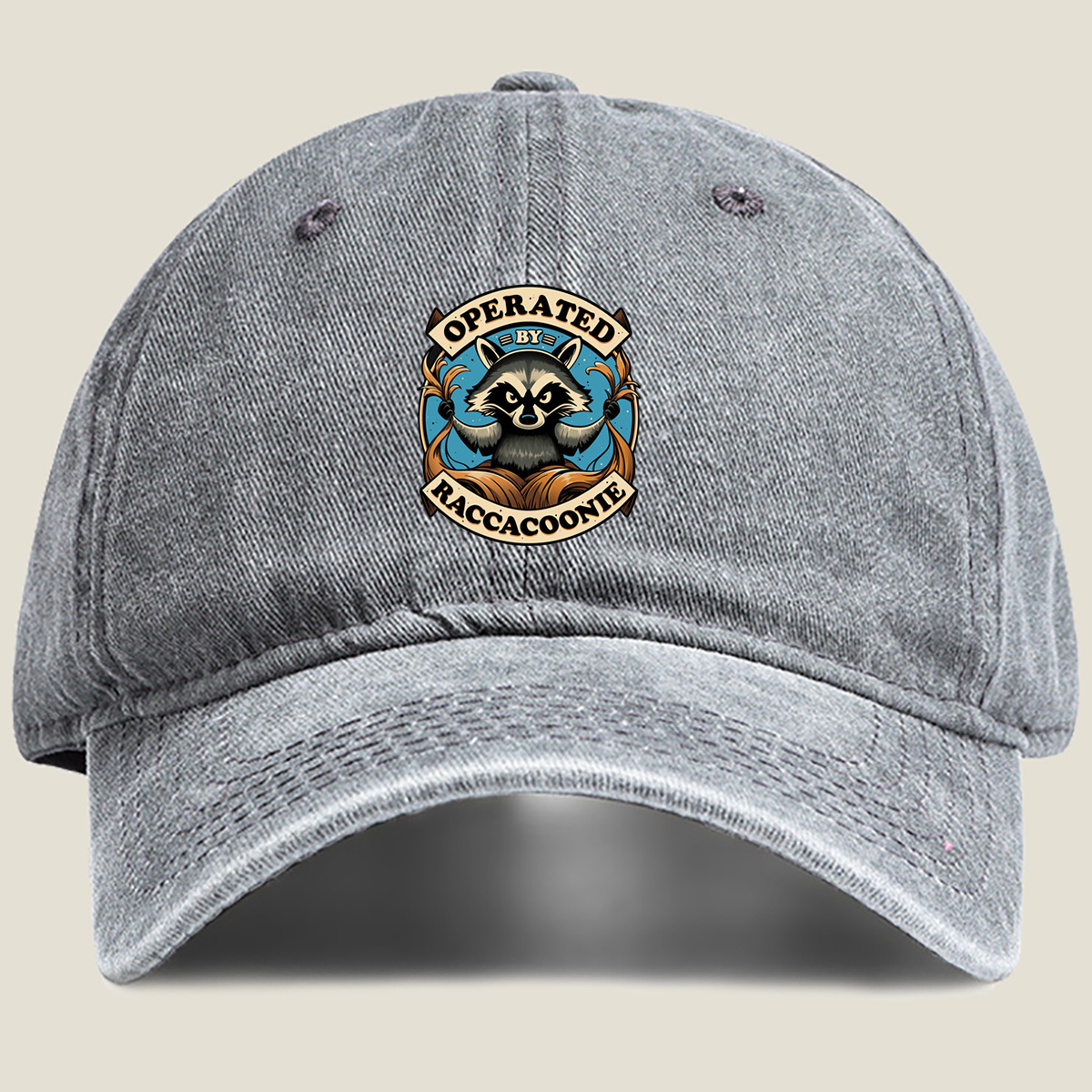 Operated by Raccacoonie - Washed Denim - Baseball Cap