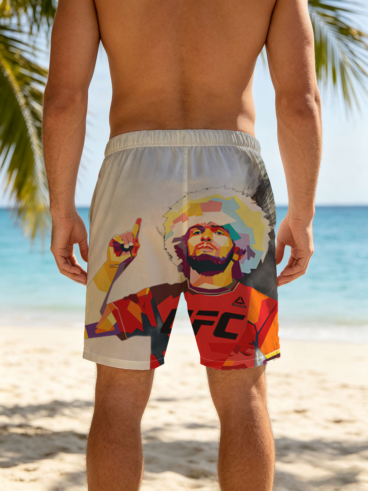 Khabib Nurmagendov: The Eagle UFC Fighter Portrait -  Beach shorts