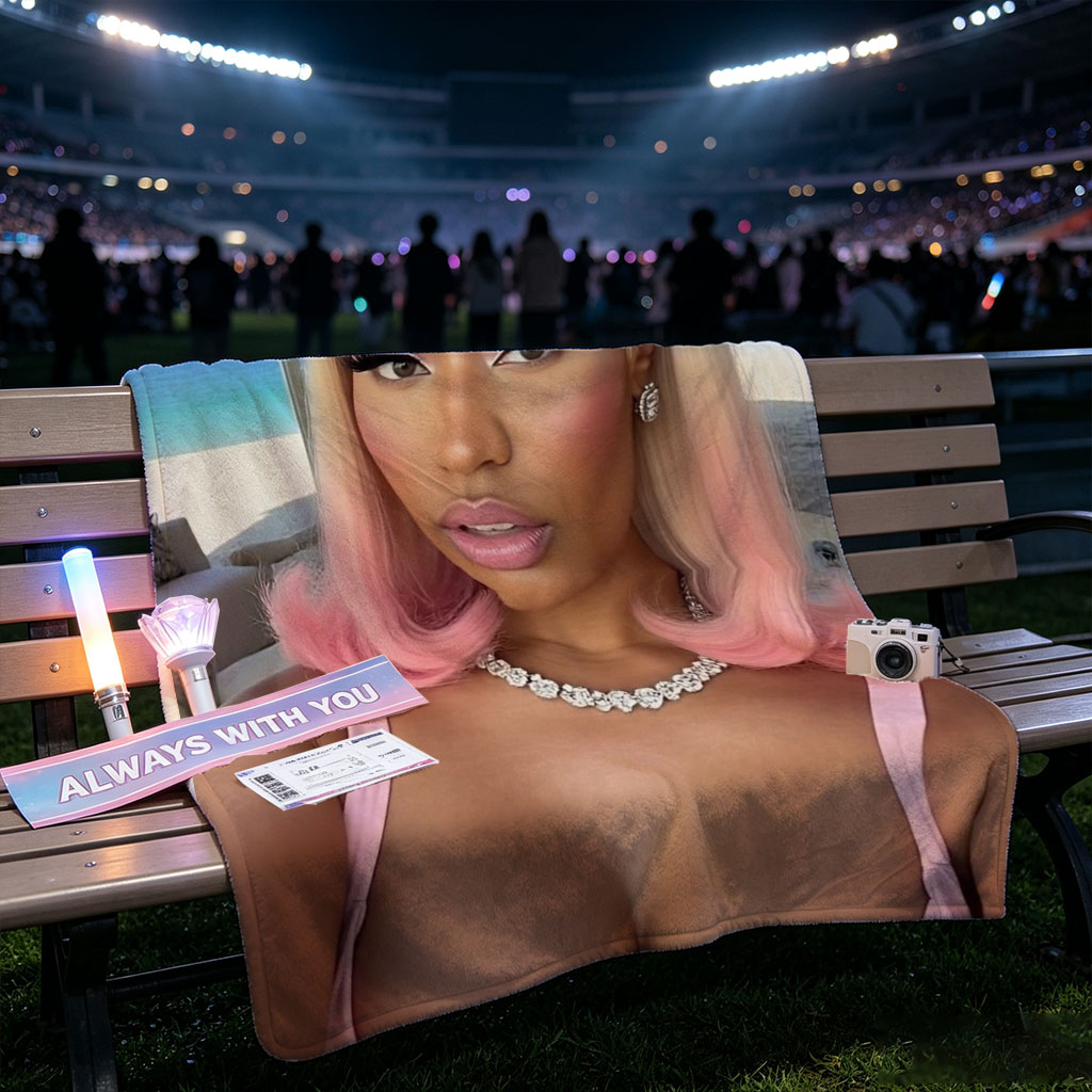 Cardi B Beachside Glamour in Pink Hair and Sparkling Jewelry - Blankets
