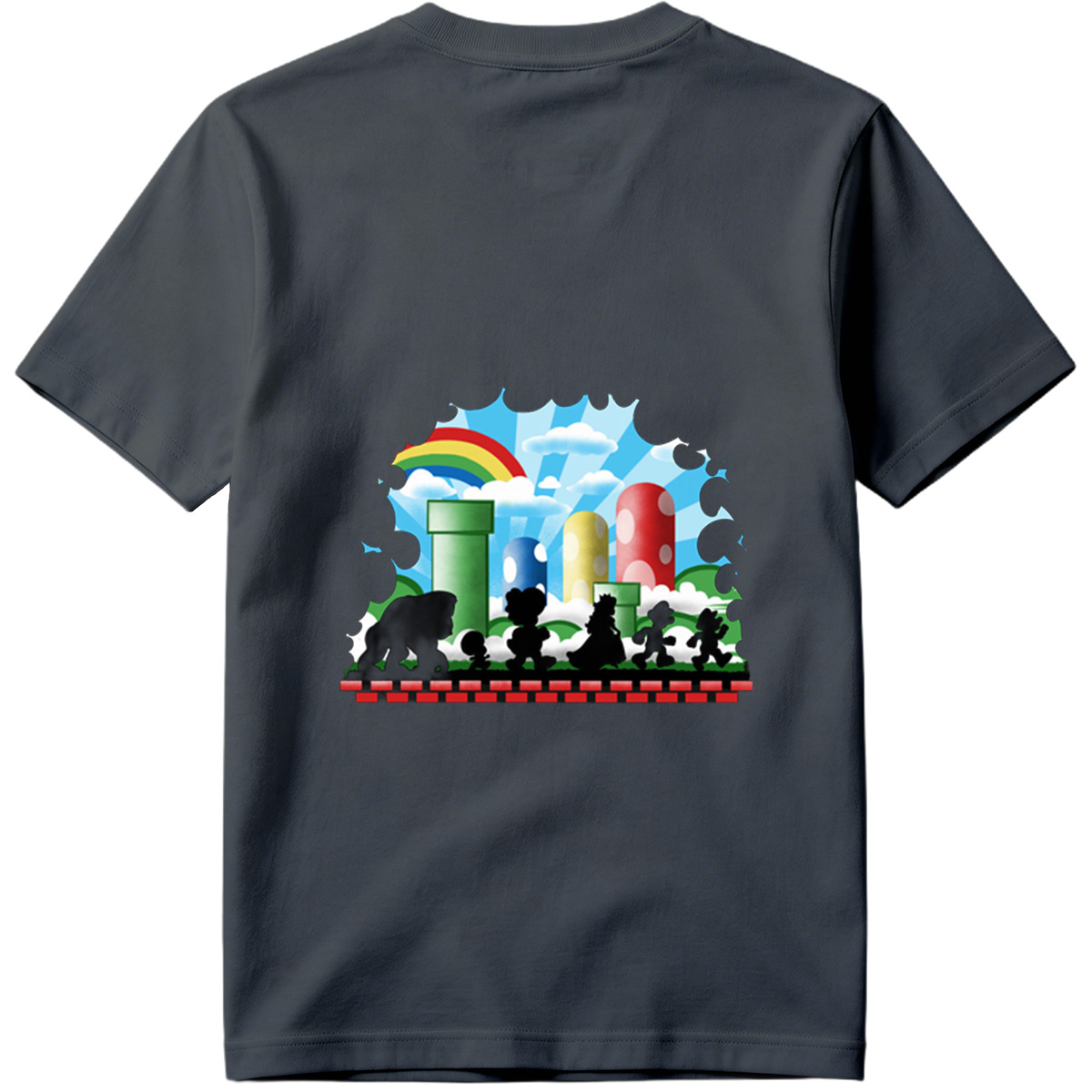 Super Mario Silhouettes: Koopa, Toad, Princess, Mario, and Luigi - Tee