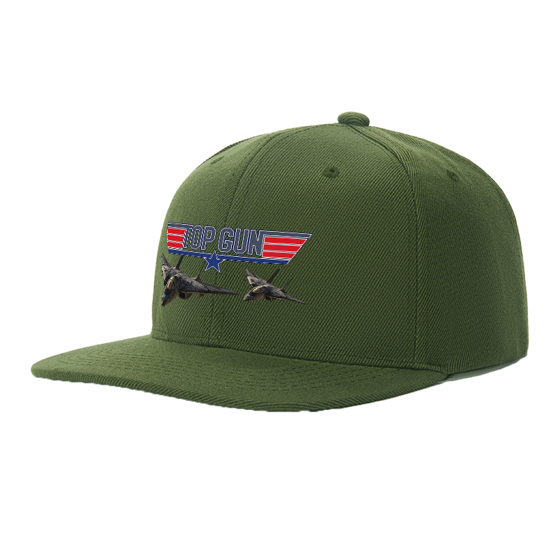 Flat Brim Baseball Cap Top Gun Logo Jet Fighter Design Streetwear Underground Skate Style for Basketball Court Skate Park Urban Riders and Rap Artists