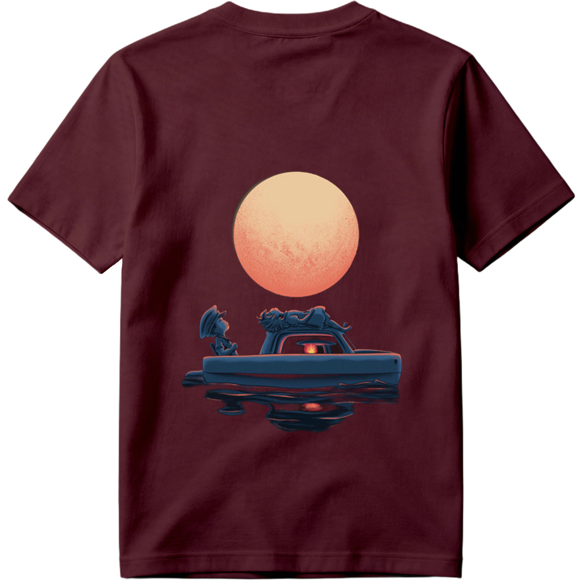 Mario and Bowser in a Boat Under the Moon - Tee