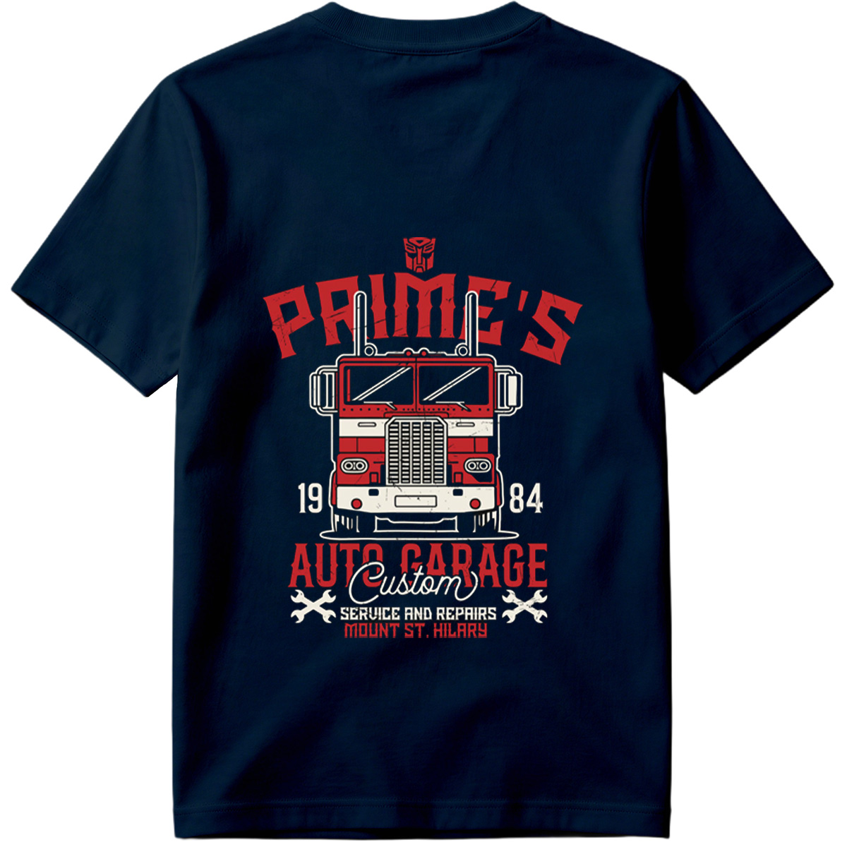 Transformers Optimus Prime Auto Garage T-Shirt Design - Tee