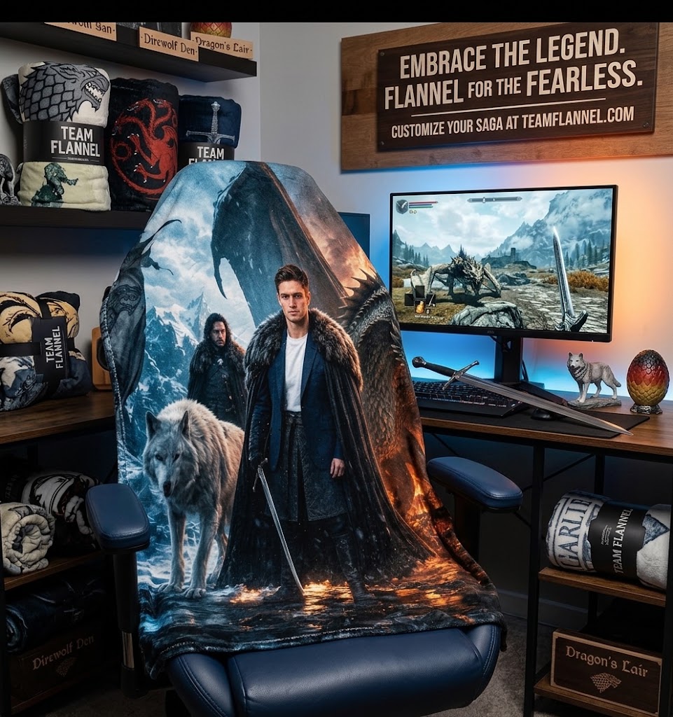 Custom Face Blanket Game of Thrones Inspired Flannel Blanket for Couch, Bed, or Travel – Perfect Gift for Fans and Cosplay Enthusiasts