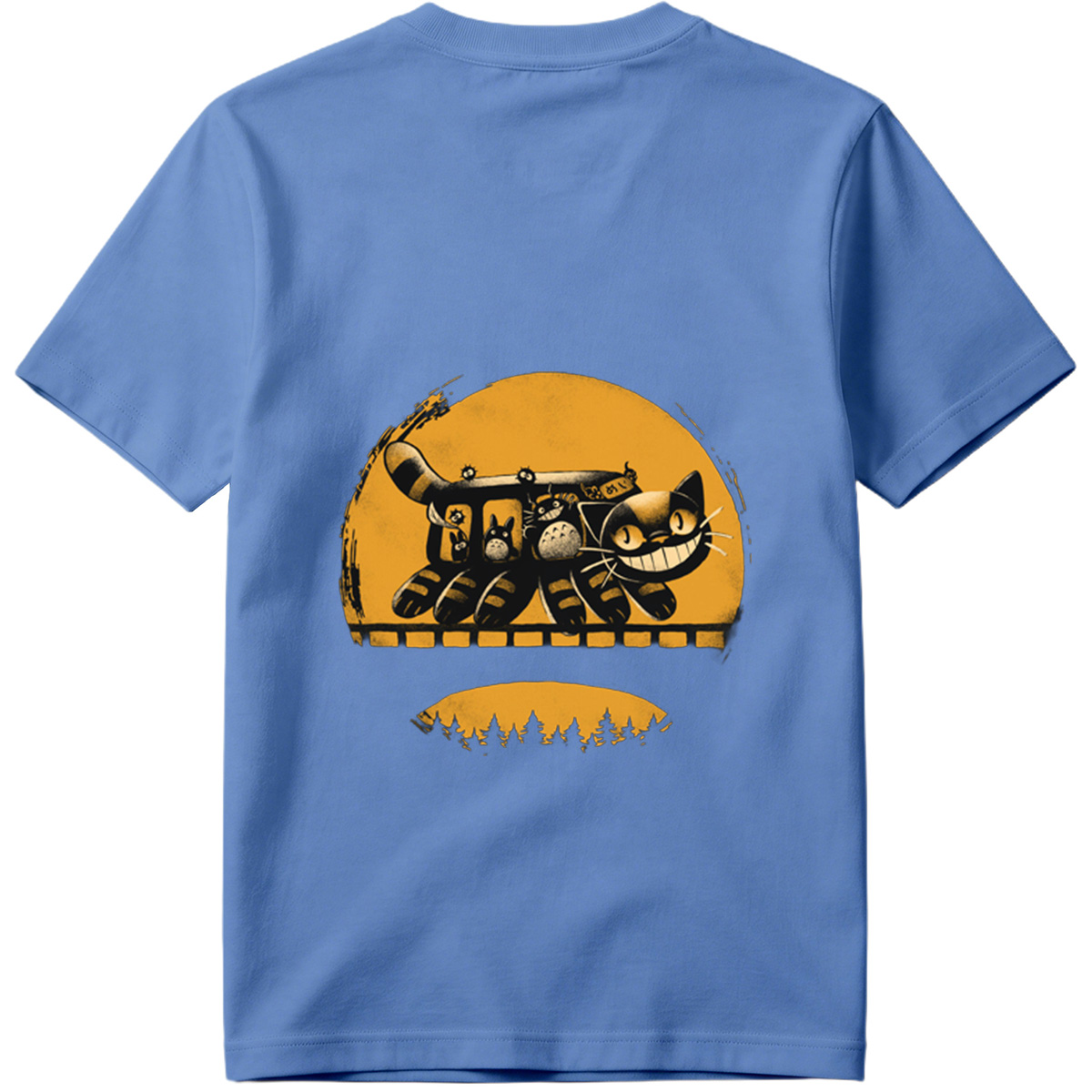 Catbus and Totoro on a Moonlit Journey - Tee