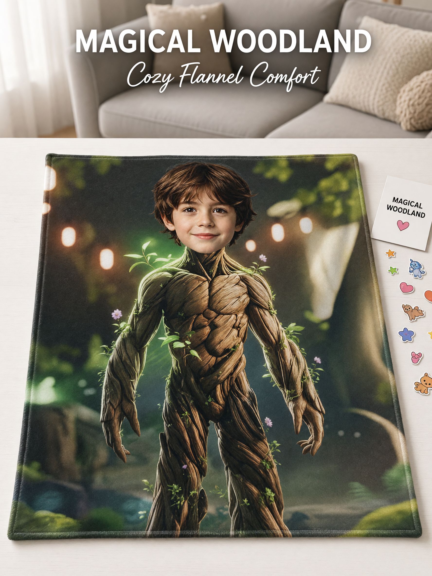 Personalized Custom Face Photo Blanket Soft Flannel Fleece Throw Fantasy Hero Keepsake Gift for Kids and Family