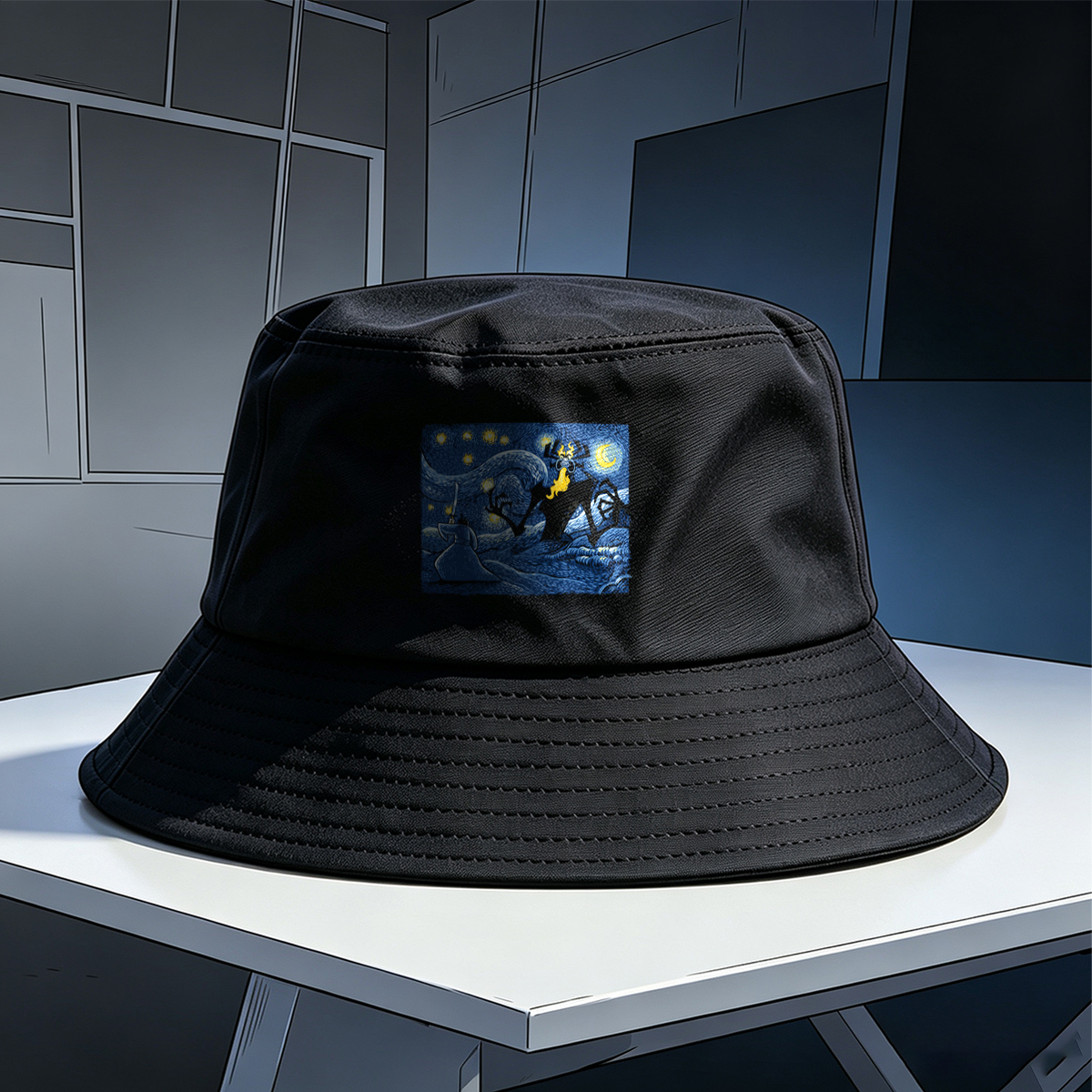 Samurai and Spider Demon in Starry Night - Fisherman's Hat