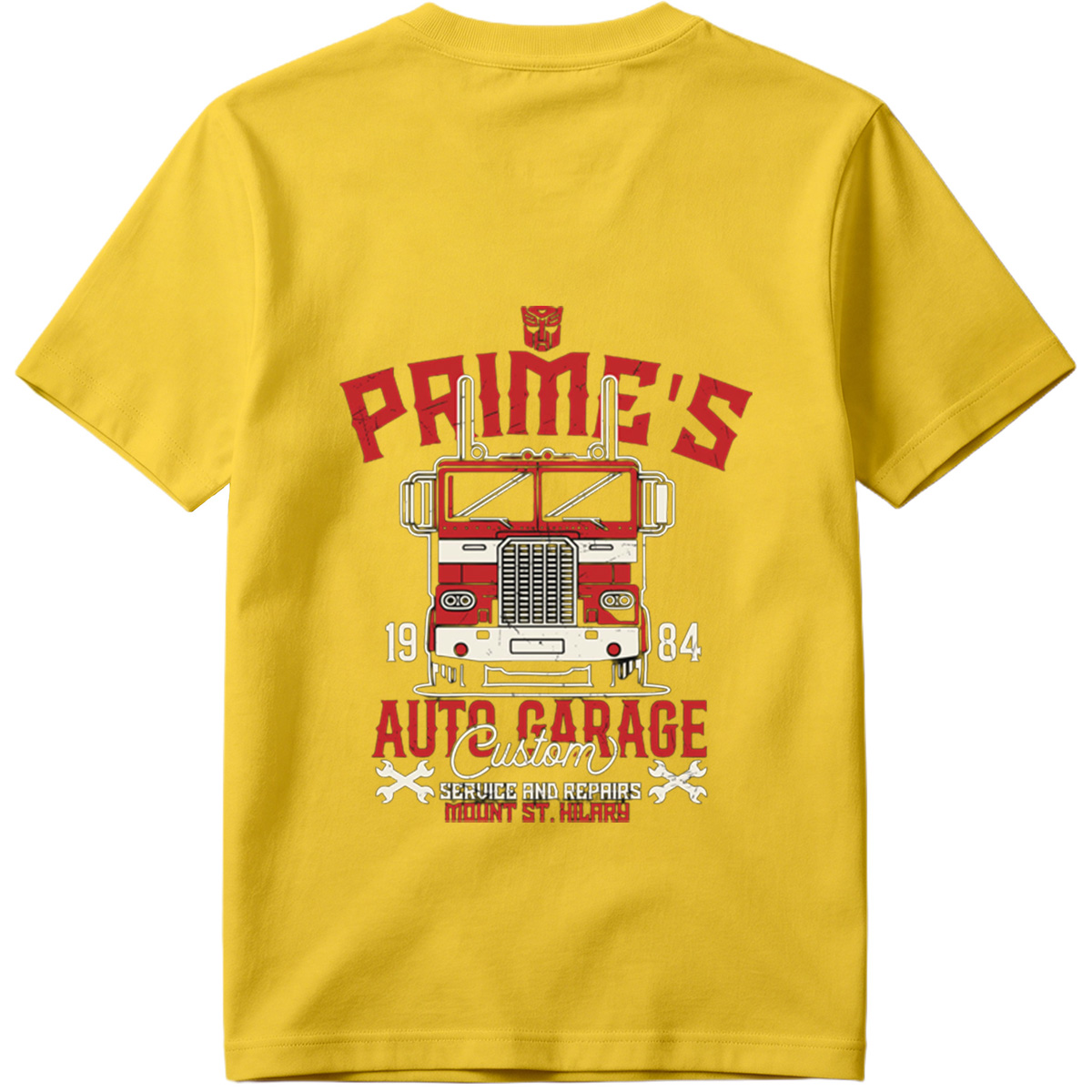 Transformers Optimus Prime Auto Garage T-Shirt Design - Tee