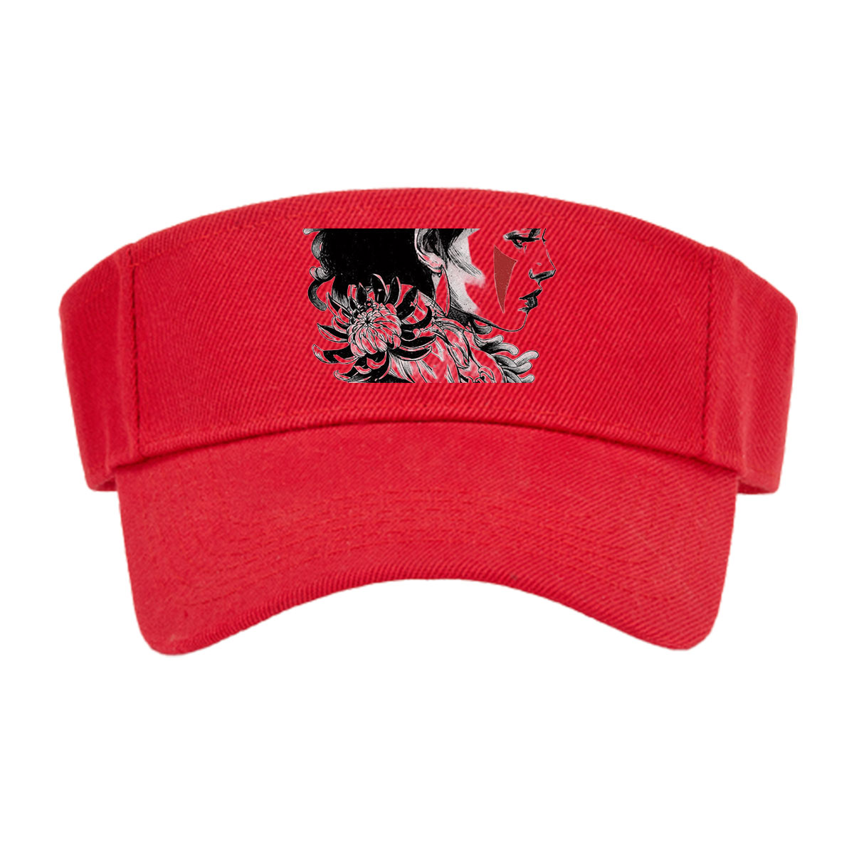 Geisha with Chrysanthemum and Red Accents -  Visor cap