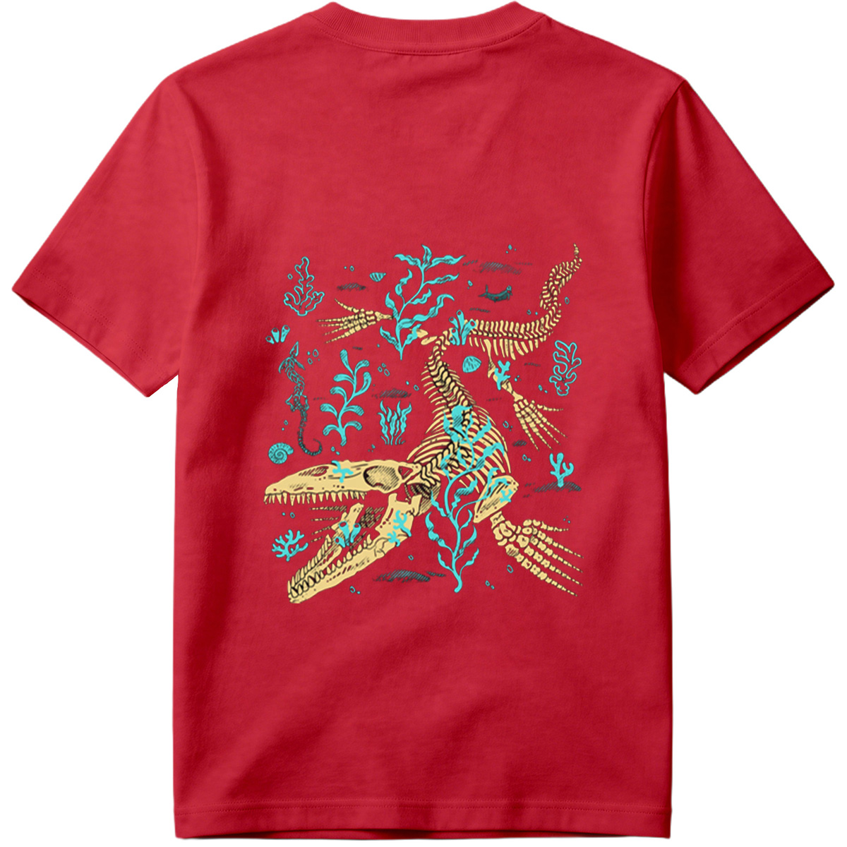 Mosasaurus Skeleton in Ocean Depths - Tee