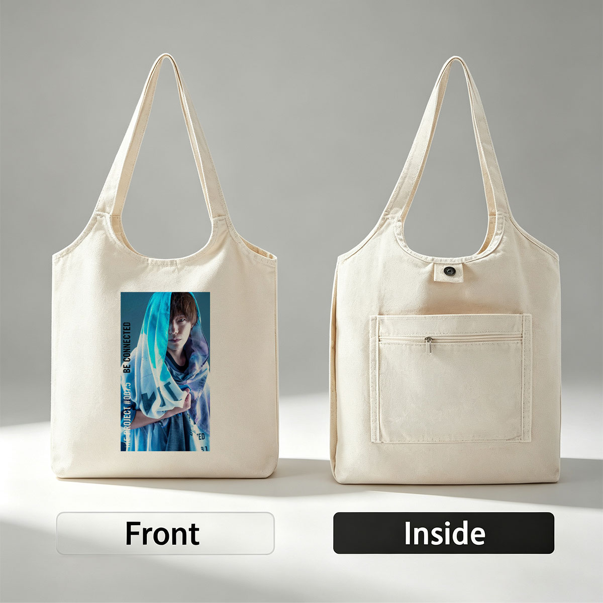 Yuki Kaji in a Dramatic Pose with Blue Tinted Scarf and Text Overlay 