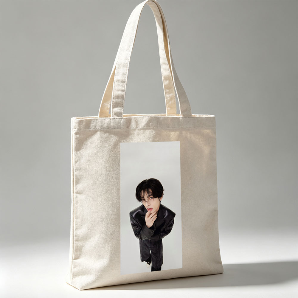 Sehun in a Stylish Black Leather Jacket Pose Against a Minimalist Background - Canvas tote bags