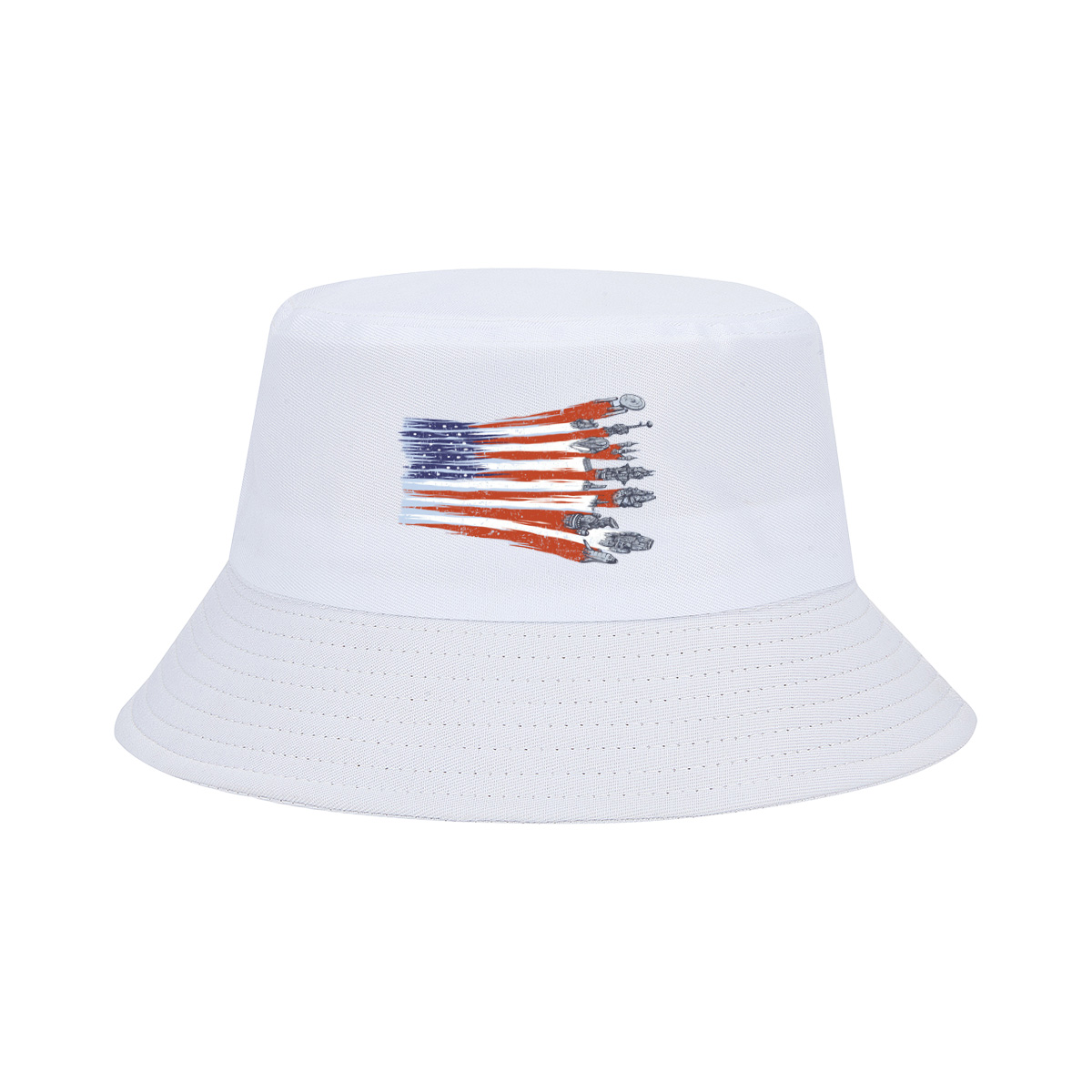 Star Trek and Star Wars Spaceships with American Flag Design - Fisherman's Hat