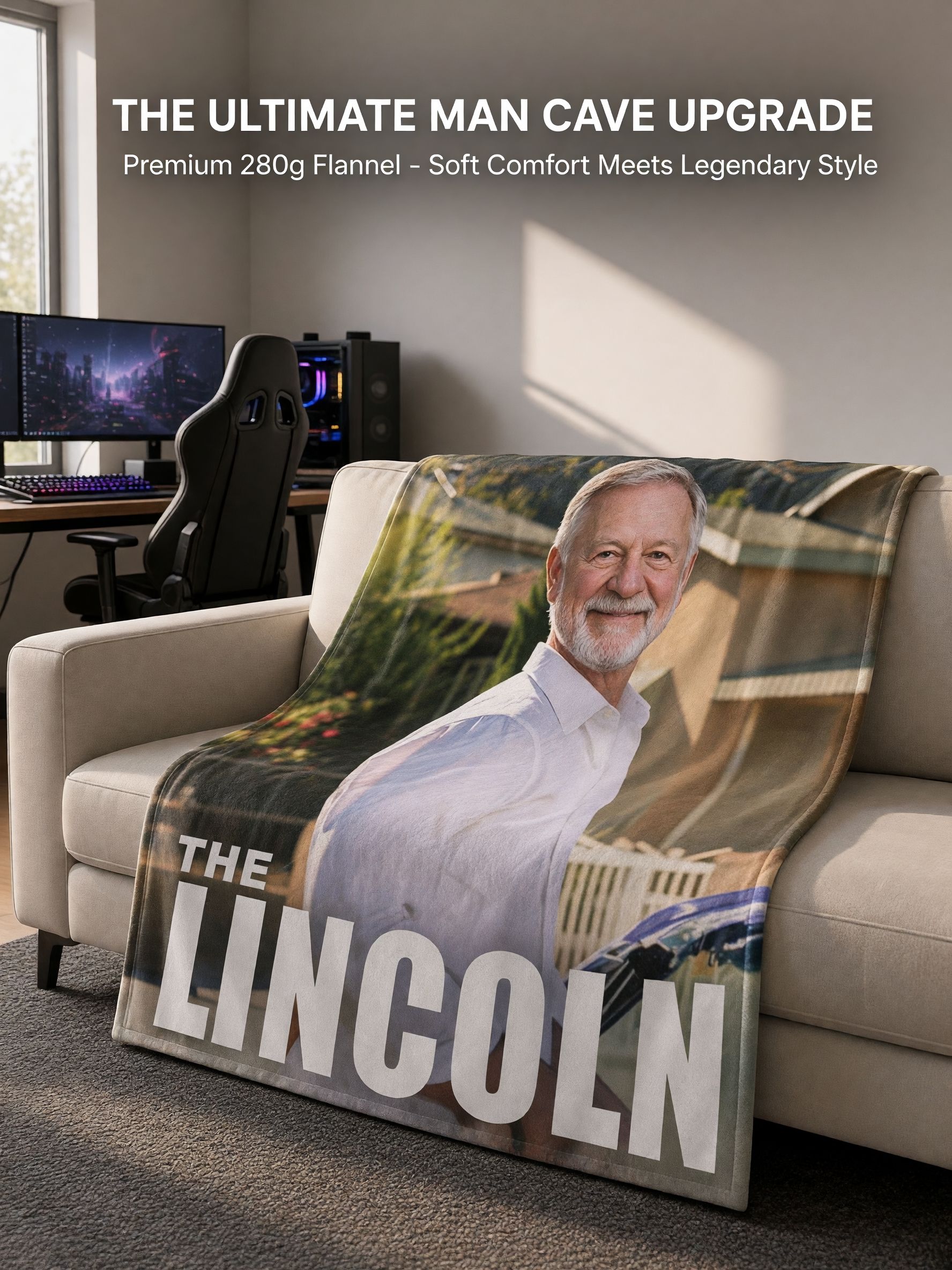Custom Photo Face Flannel Fleece Blanket, Ultra Soft Anti-Pilling Personalized Portrait Throw, Ideal Keepsake Gift