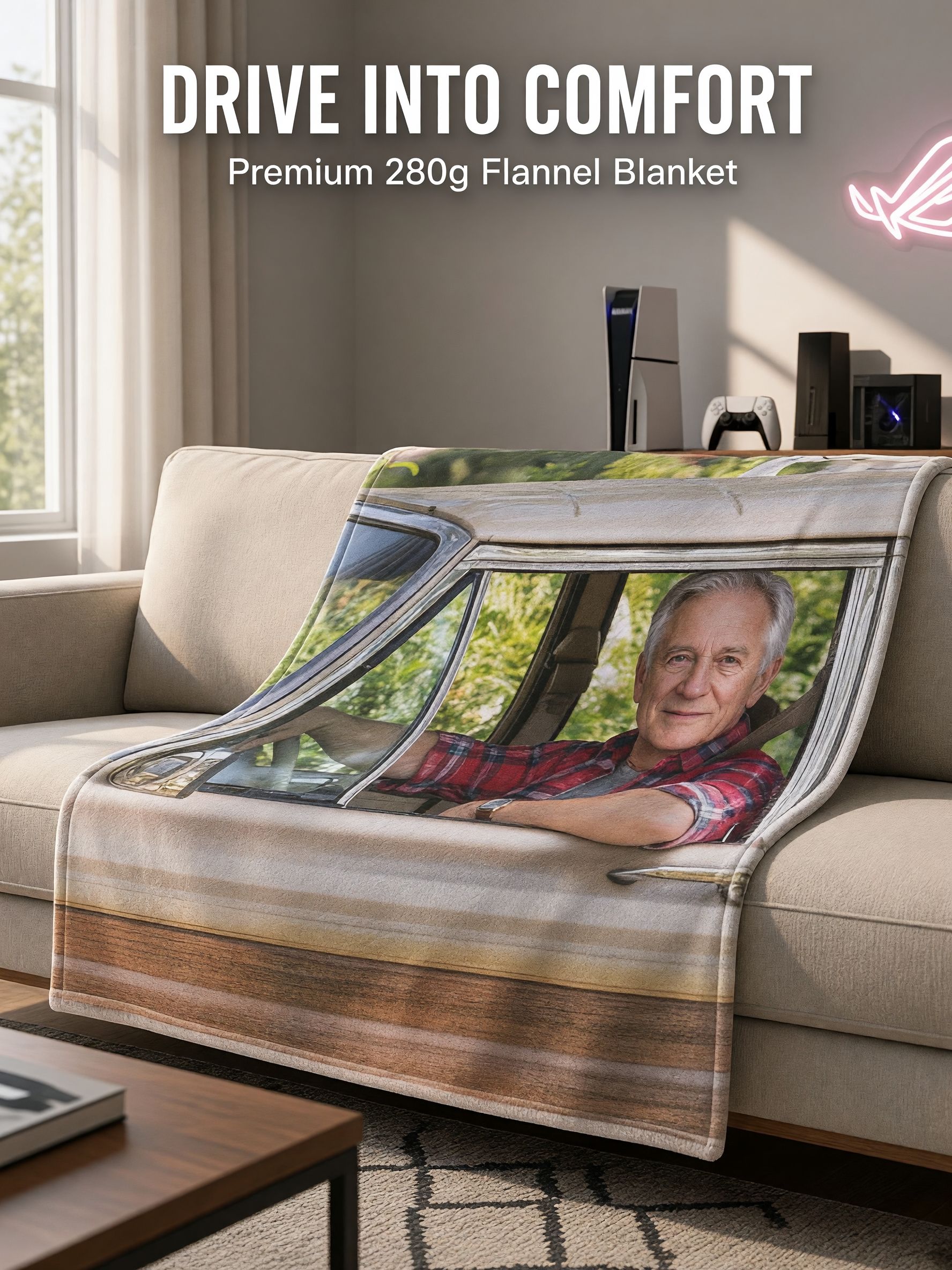 Custom Photo Fleece Blanket Personalized Face Portrait Throw Ultra Soft Flannel Bed Couch Cover Ideal Keepsake Gift