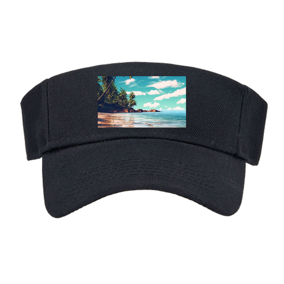 Tropical Beach with Palm Trees and Crystal Clear Water -  Visor cap