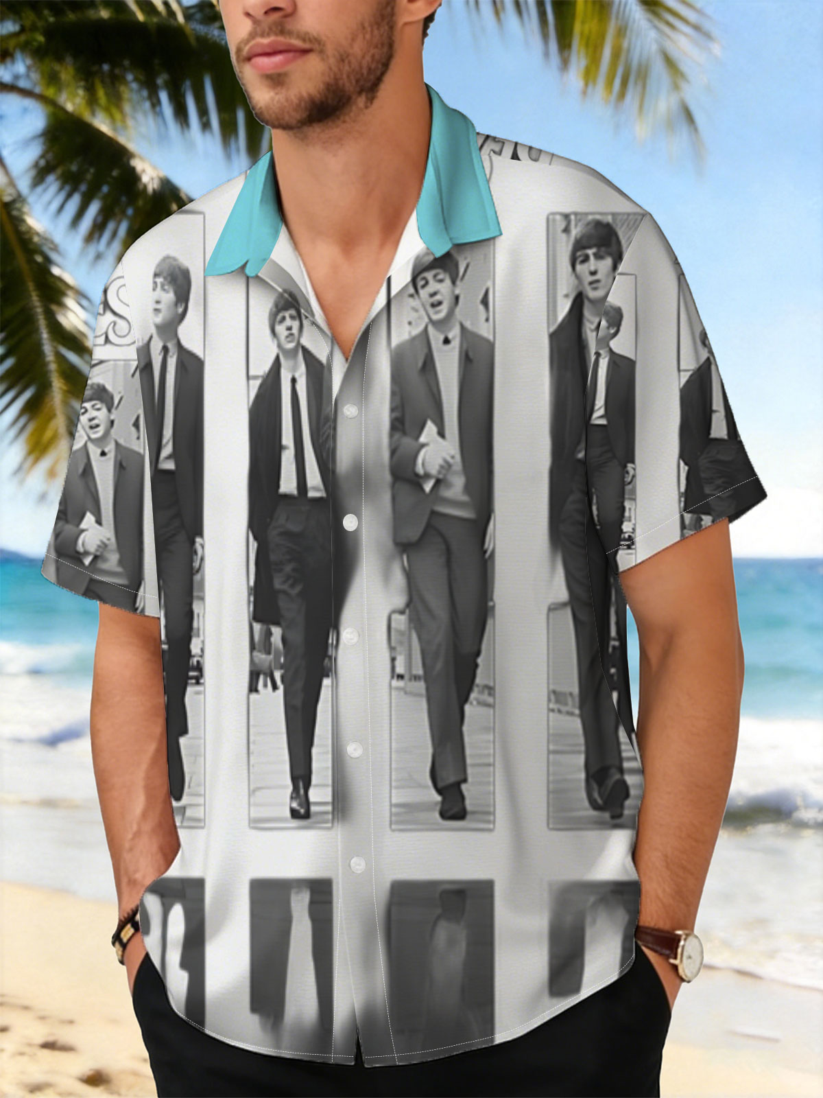 The Beatles: John, Paul, George, and Ringo Walking in Style -  Shirt