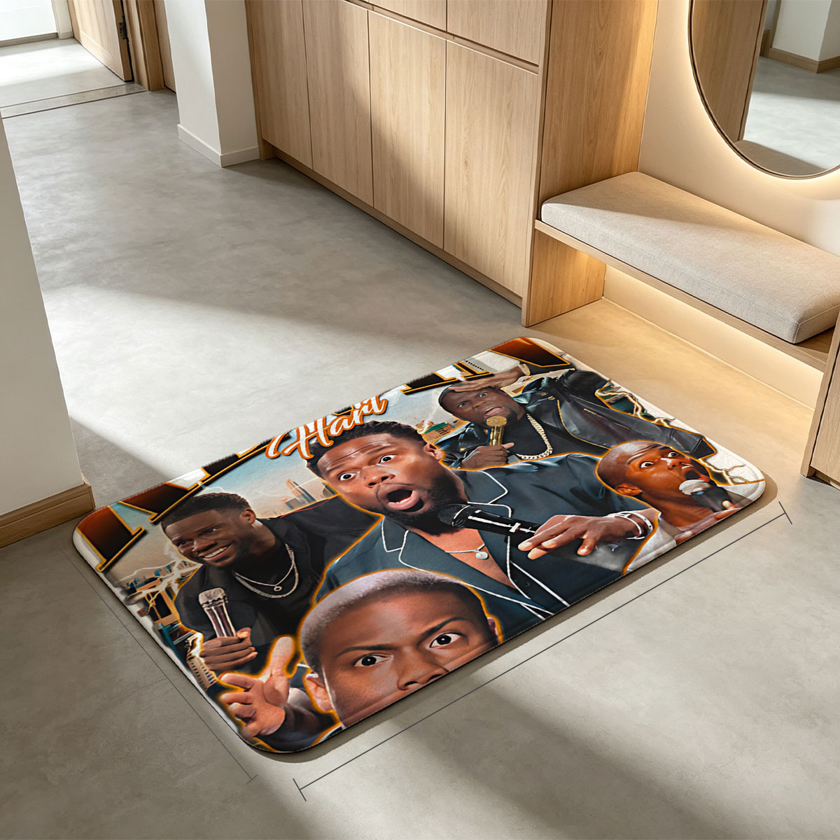 Kevin Hart: Comedian in Action with Multiple Expressions and Microphones - Flannel floor mat