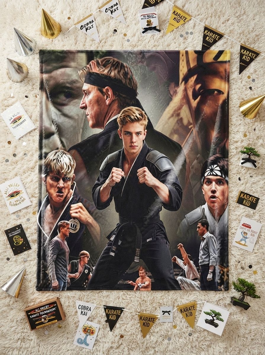 Custom Face Photo Martial Arts Flannel Throw Blanket Soft Fleece Bed Sofa Wrap Cozy Personalized Gift