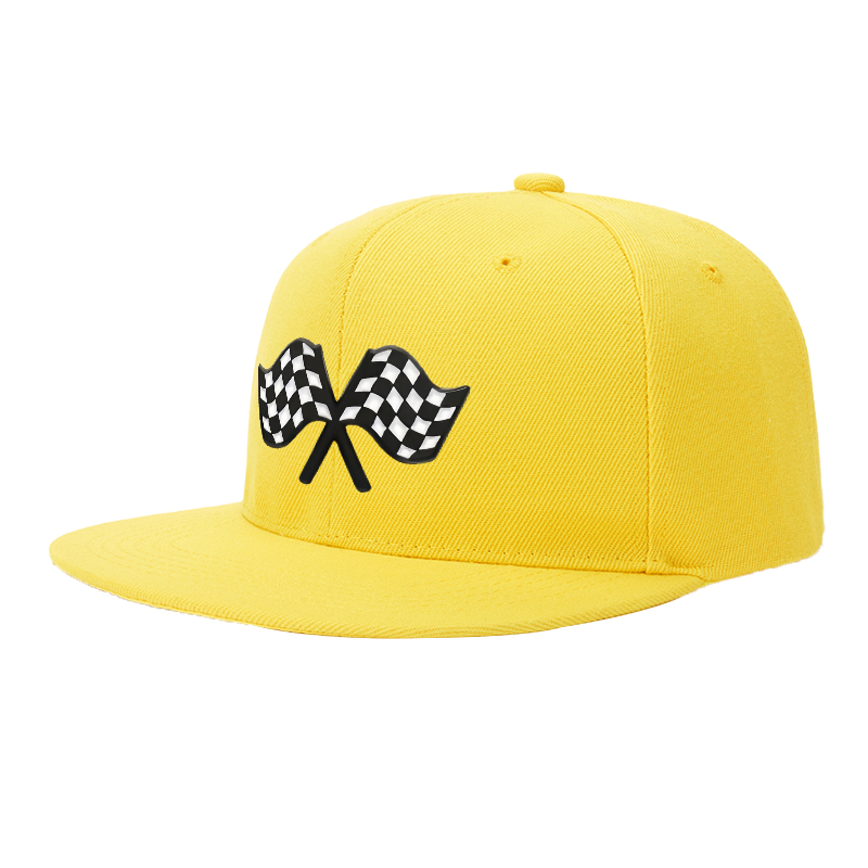Flat Brim Baseball Cap Checkered Flag Design Streetwear Underground Skate Style for Basketball Court Skate Park Urban Riders and Hip Hop Artists