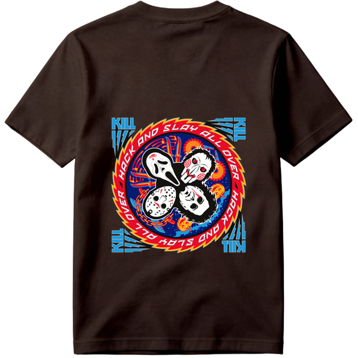 Halloween Horror Icons: Michael Myers, Ghostface, Leatherface, and Jigsaw - Tee