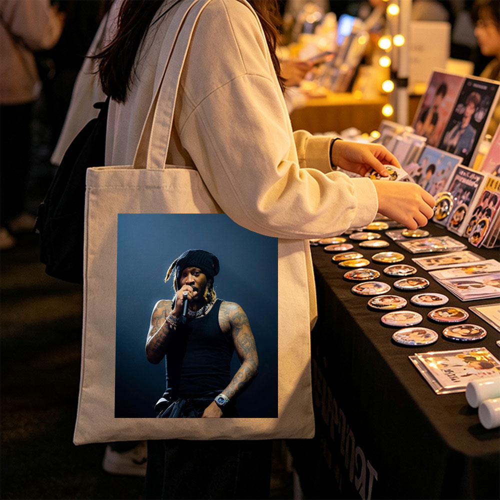 Lil Wayne Performing on Stage with Microphone in Hand - Canvas tote bags