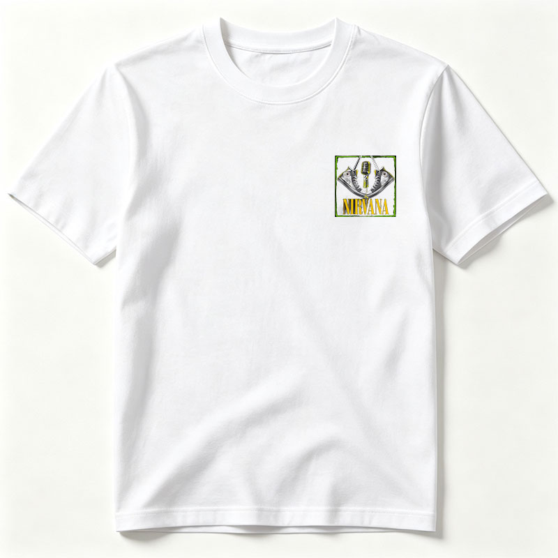 Nirvana: Iconic Band with Converse Sneakers and Microphone Art - Tee