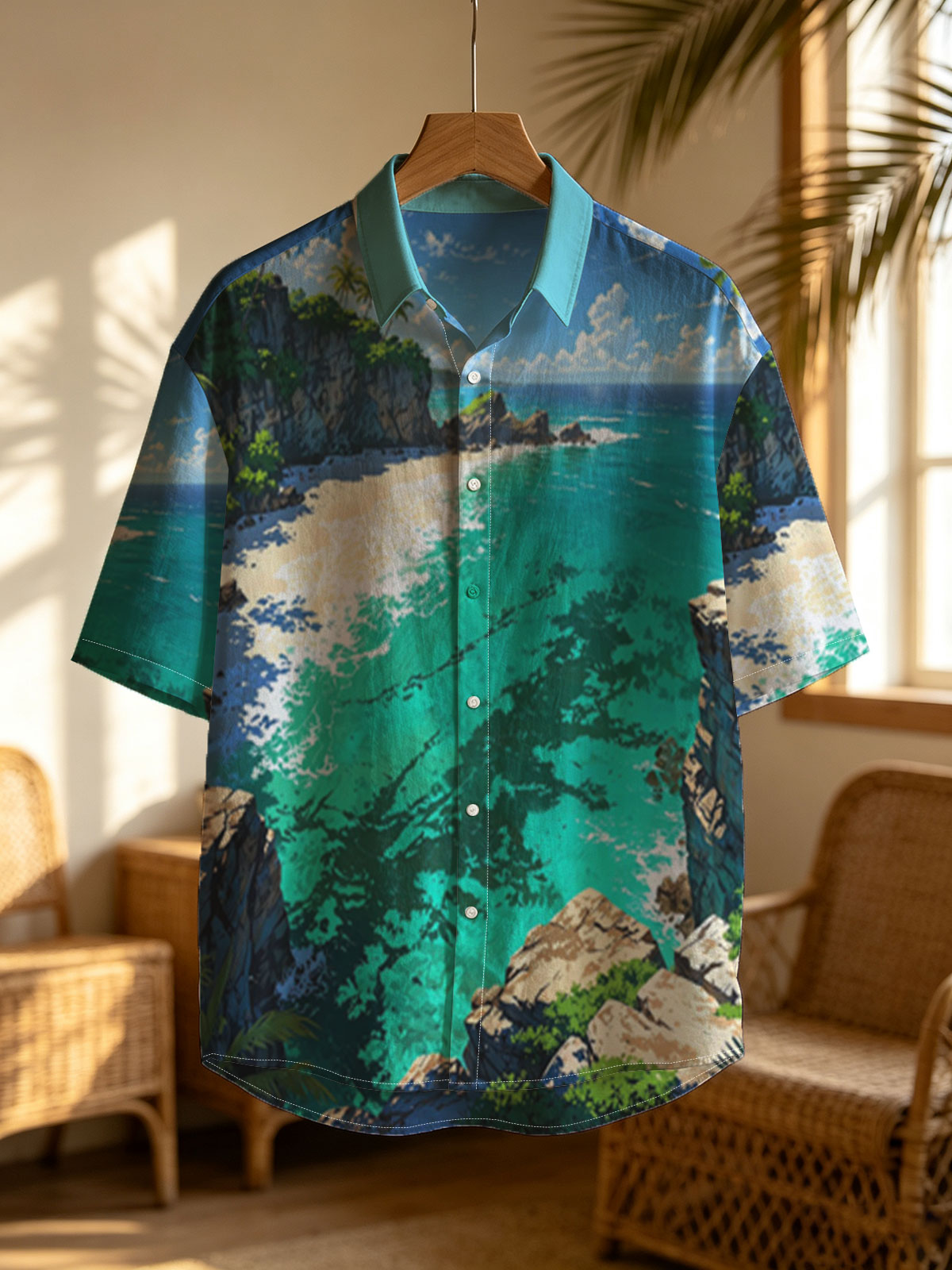 Tropical Bay with Crystal Clear Waters and Lush Cliffs -  Shirt