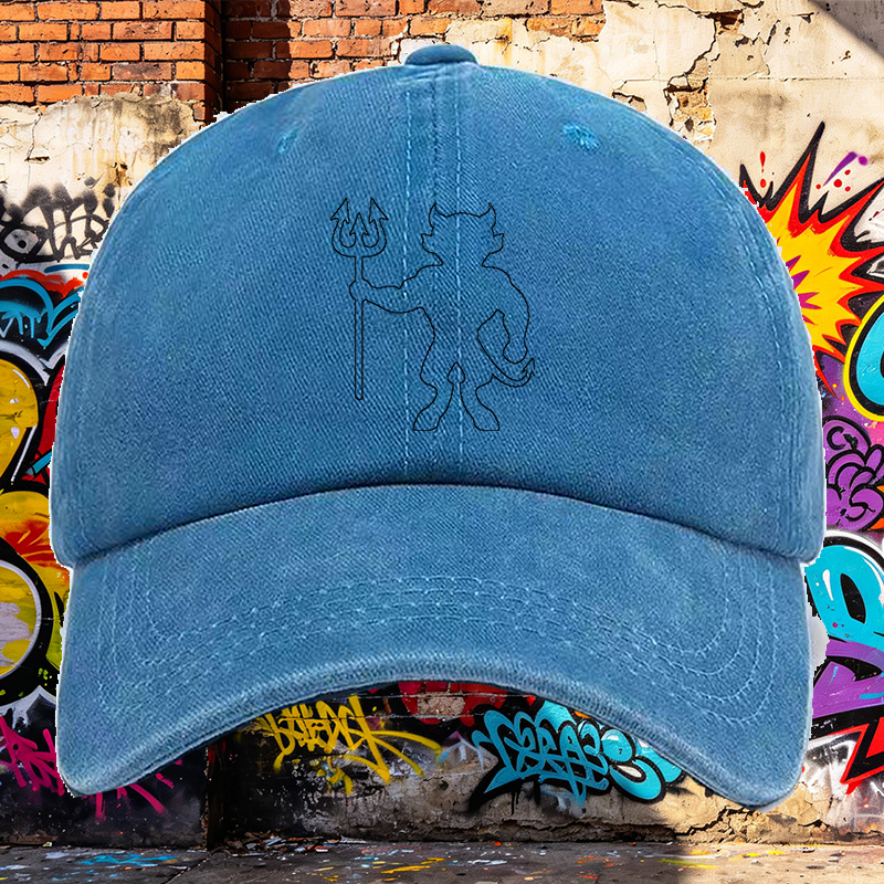 Men's Printed Washed Cap with Abstract Pattern and Minimalist Text Design, Casual Round Brim Summer Lightweight Cotton Hat for Outdoor Activities, Urban Lifestyle, and Daily Wear, Ideal for Young Adults and Trend-Conscious Men