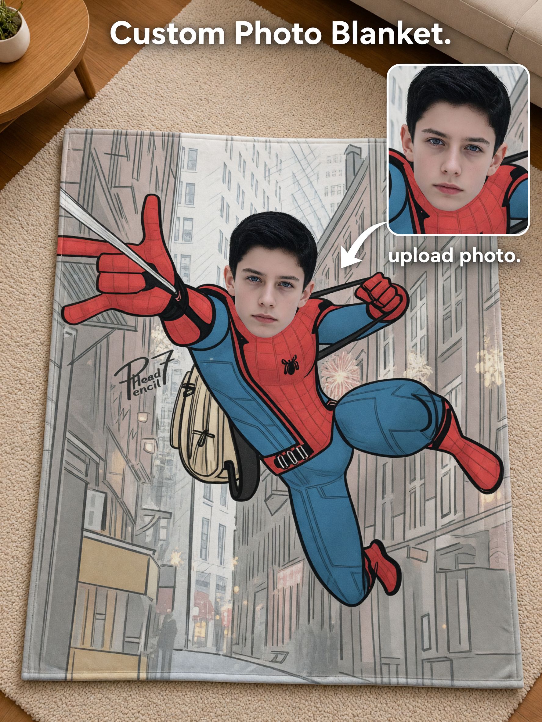 Custom Face Photo Blanket Personalized Superhero Flannel Throw, Ultra Soft Cozy Fleece for Beds and Sofas, Ideal Gift