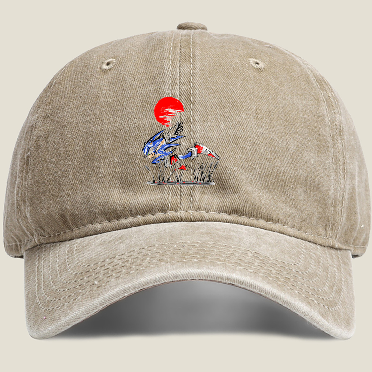 Sonic the Hedgehog Running at Sunset - Washed Denim - Baseball Cap