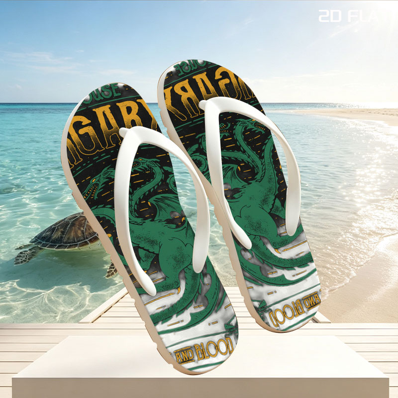 House Targaryen: Three-Headed Dragon, Fire and Blood, Team Green -  flip-flops