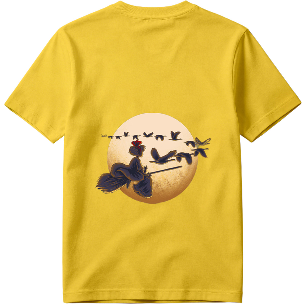 Mulan Flying on a Broomstick with Geese Against the Moon - Tee