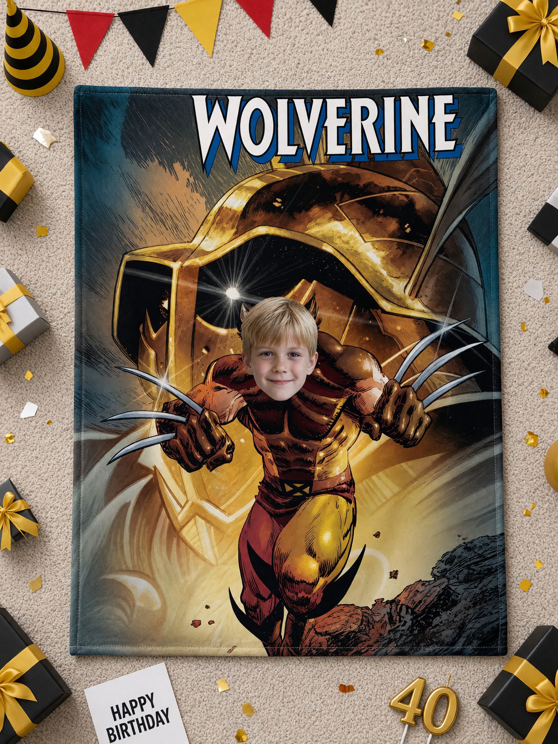 Custom Photo Face Superhero Flannel Blanket, Personalized Comic Action Throw, Ideal Cozy Gift for Fans