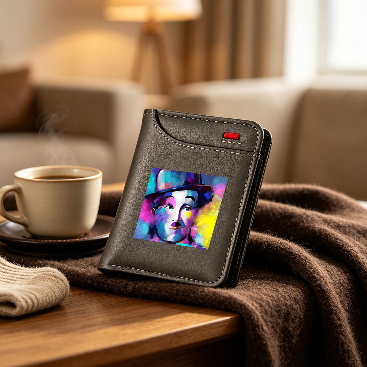 Colorful Portrait of a Mime in Top Hat - Vertical Style Wallet
