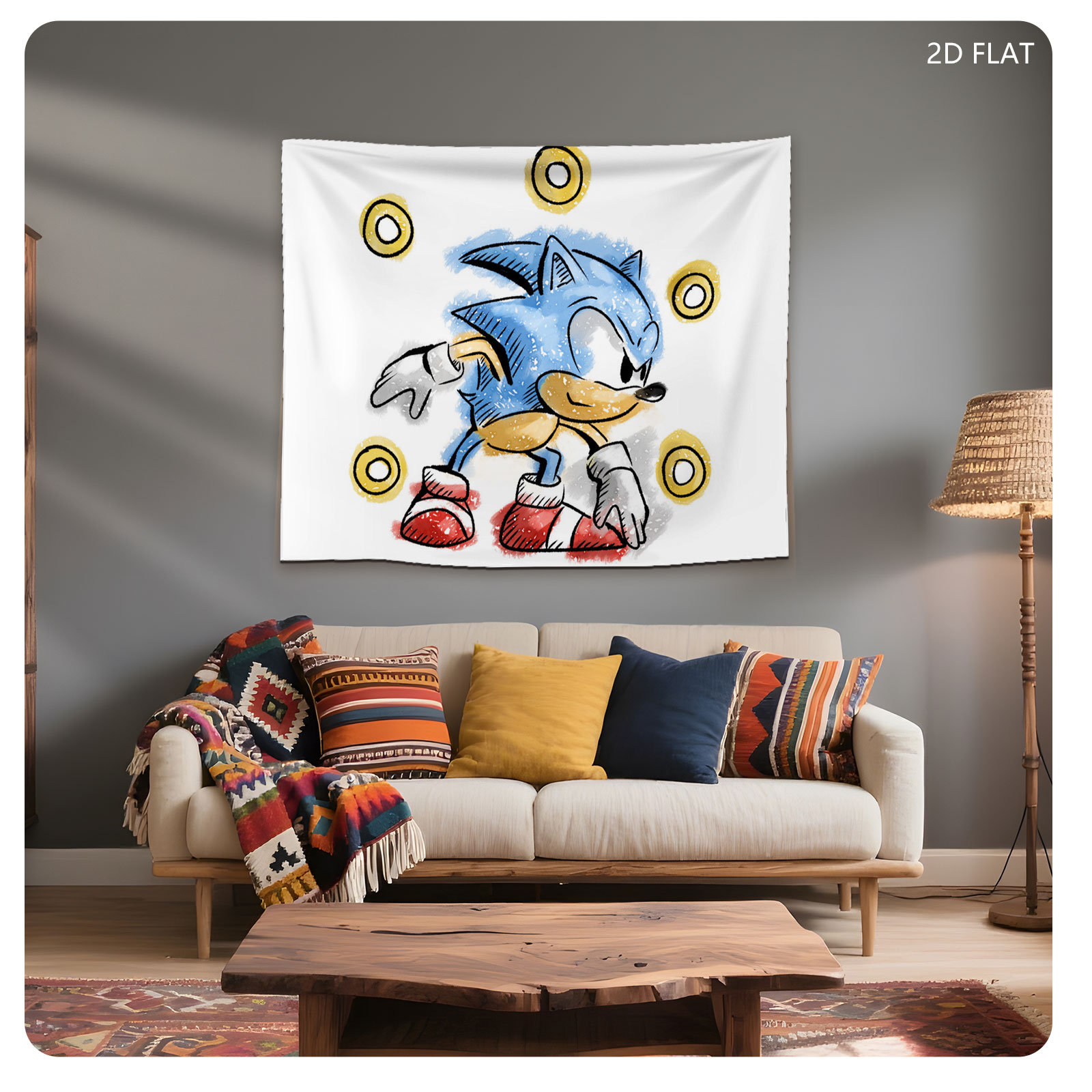 Sonic the Hedgehog Collecting Golden Rings - Tapestry