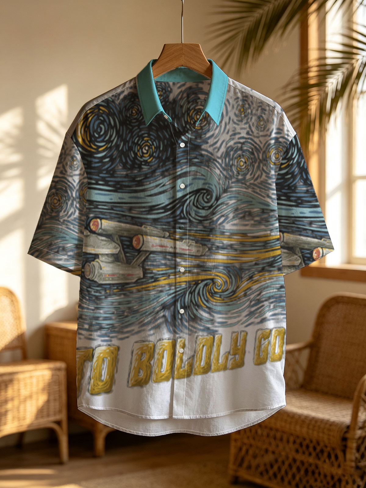 Star Trek USS Enterprise in Van Gogh Style: To Boldly Cogh -  Shirt