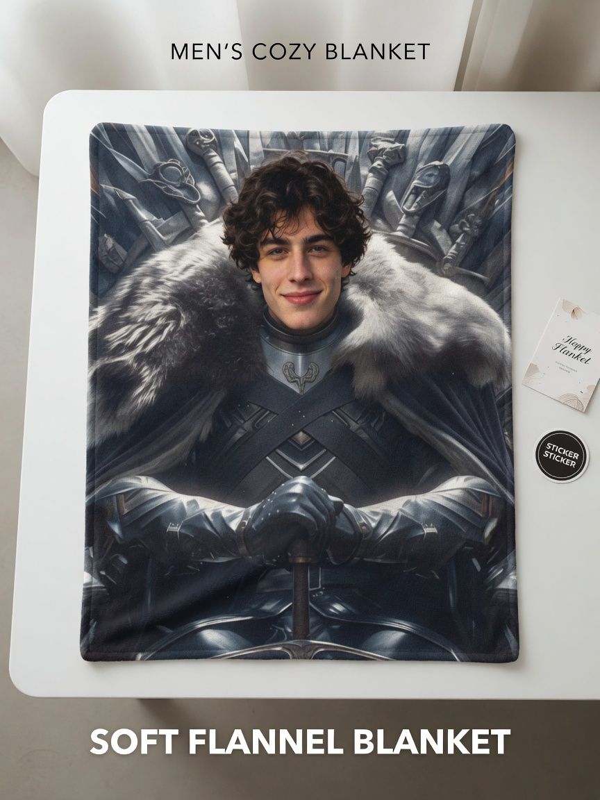 Custom Face Blanket Personalized Photo Throw Ultra Soft Flannel Fleece Warm Blanket for Bed Sofa Couch and Gifts