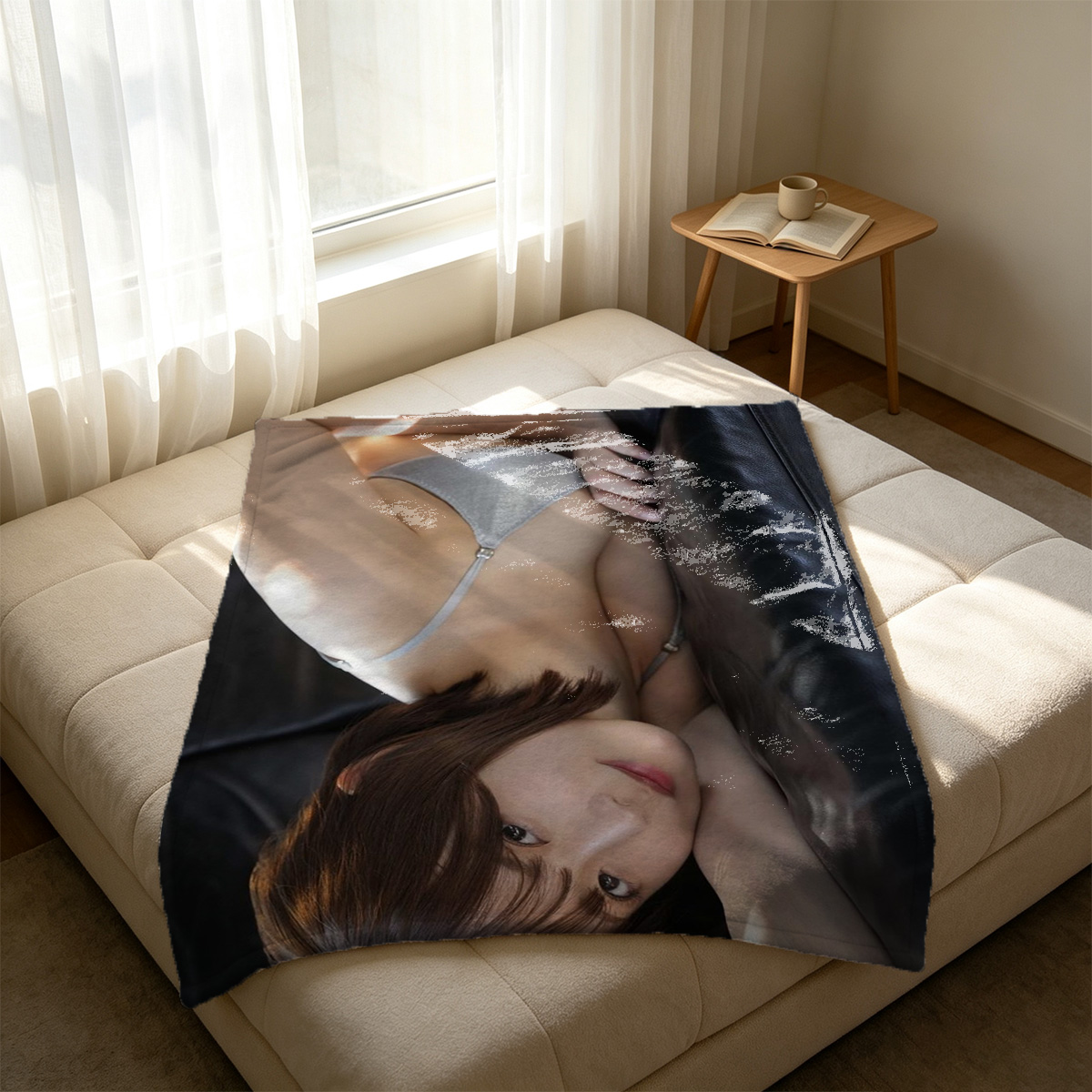 Red Lingerie Seduction on Padded Wall - Blanket