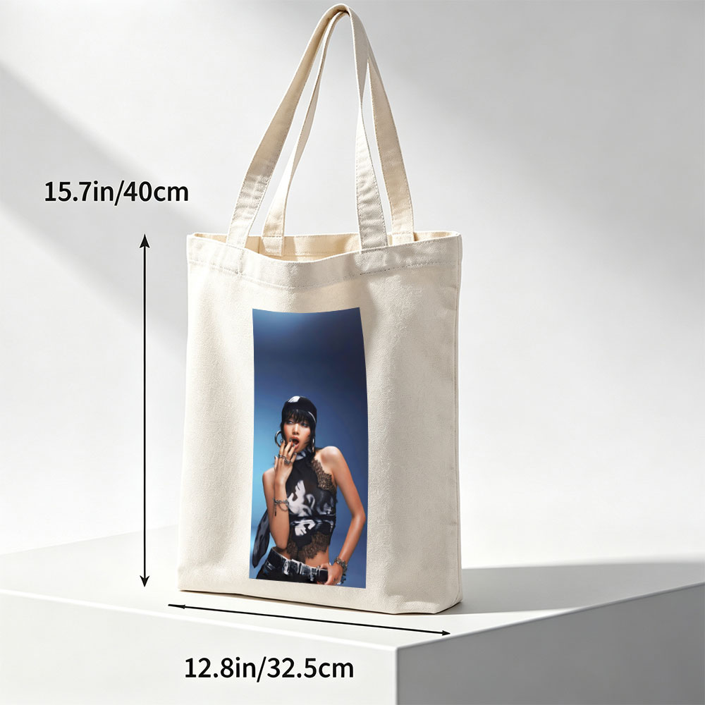 Lisa Blackpink Fashion Editorial Pose in Edgy Outfit with Bold Accessories and Dramatic Makeup - Canvas tote bags
