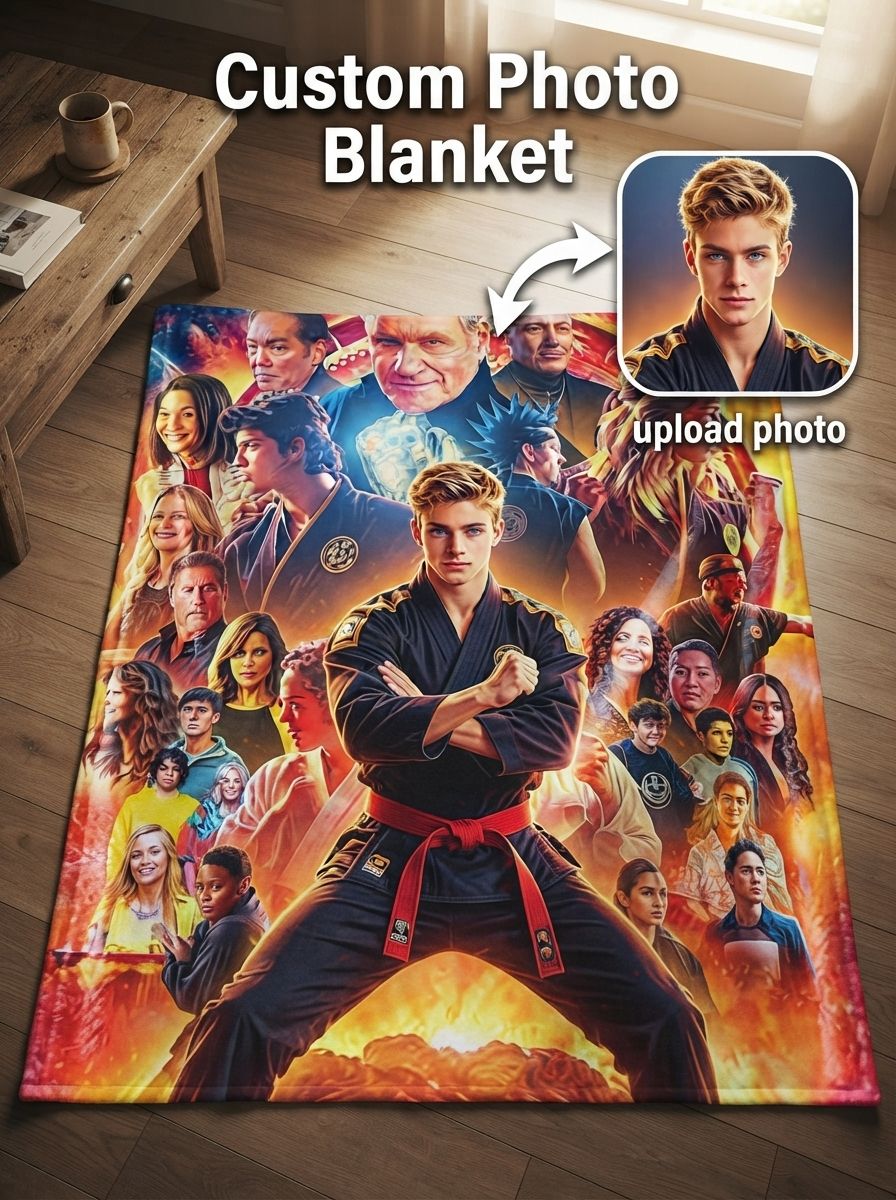 Custom Photo Flannel Throw Blanket Personalized Face Collage Print Lightweight Warm Fleece Bed Cover for Movie Night