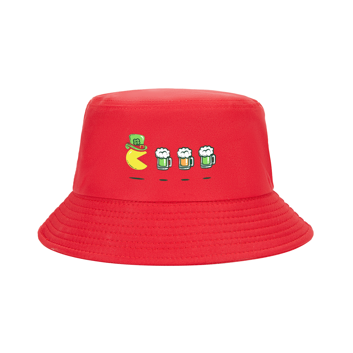 Pac-Man Wears a Leprechaun Hat and Approaches Beer Mugs - Fisherman's Hat