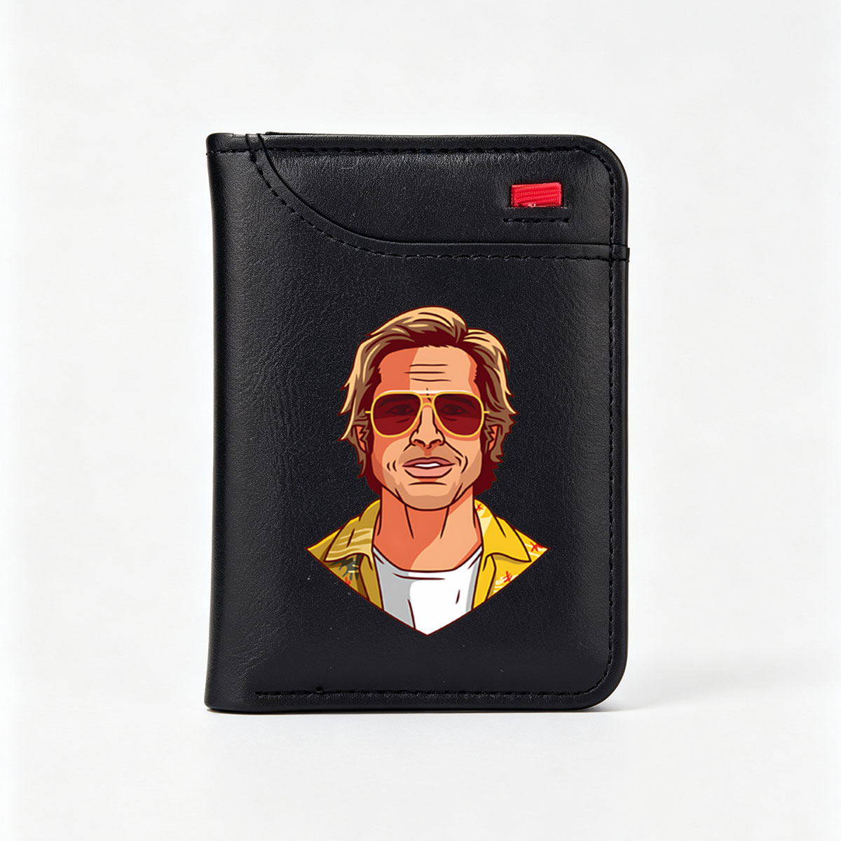 Brad Pitt in Aviator Sunglasses and Yellow Jacket - Vertical Style Wallet