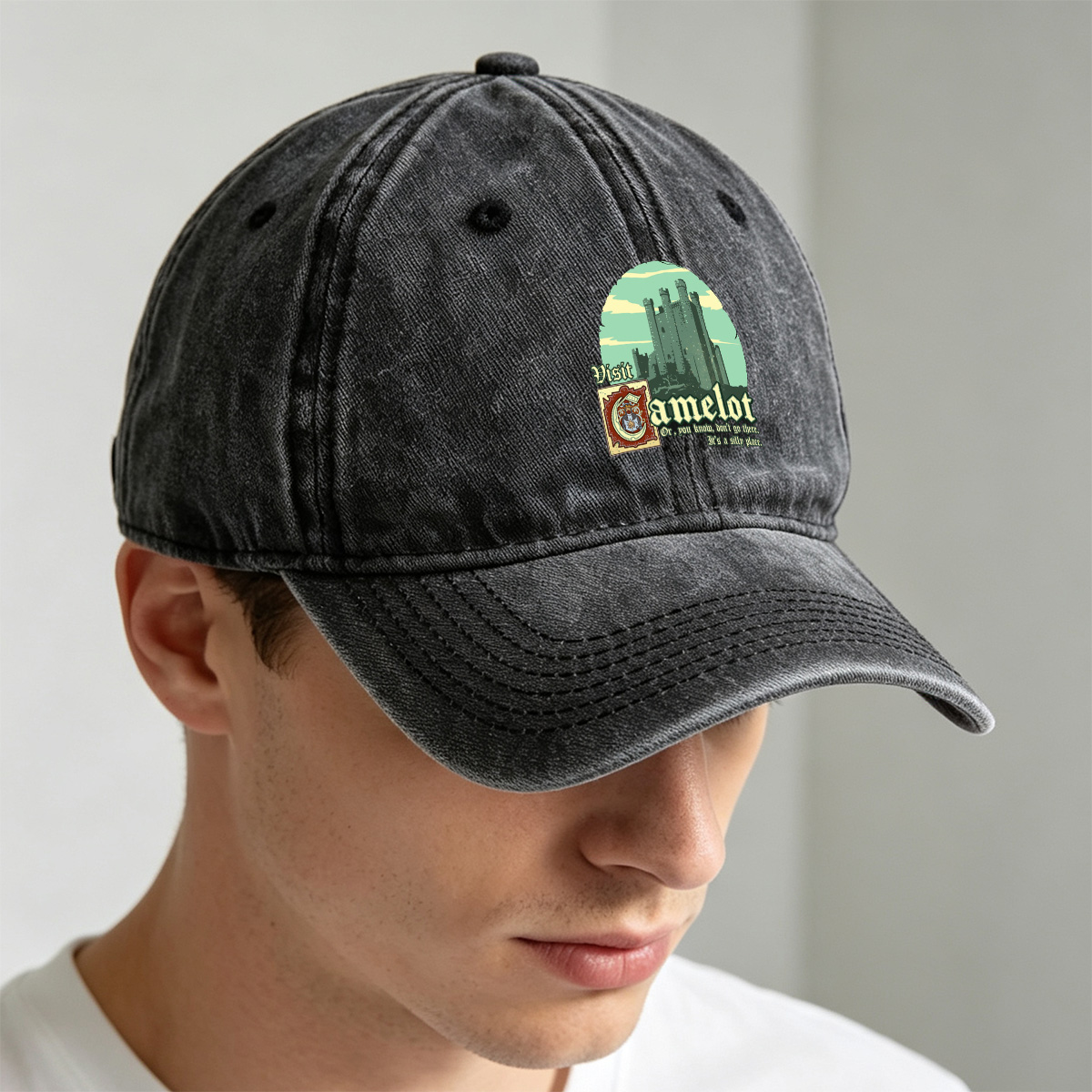 Visit Camelot: A Silly Place - Washed Denim - Baseball Cap