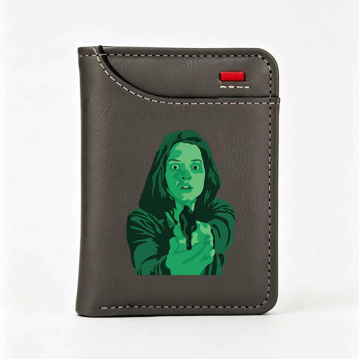Woman with Green Skin Holding Gun - Vertical Style Wallet