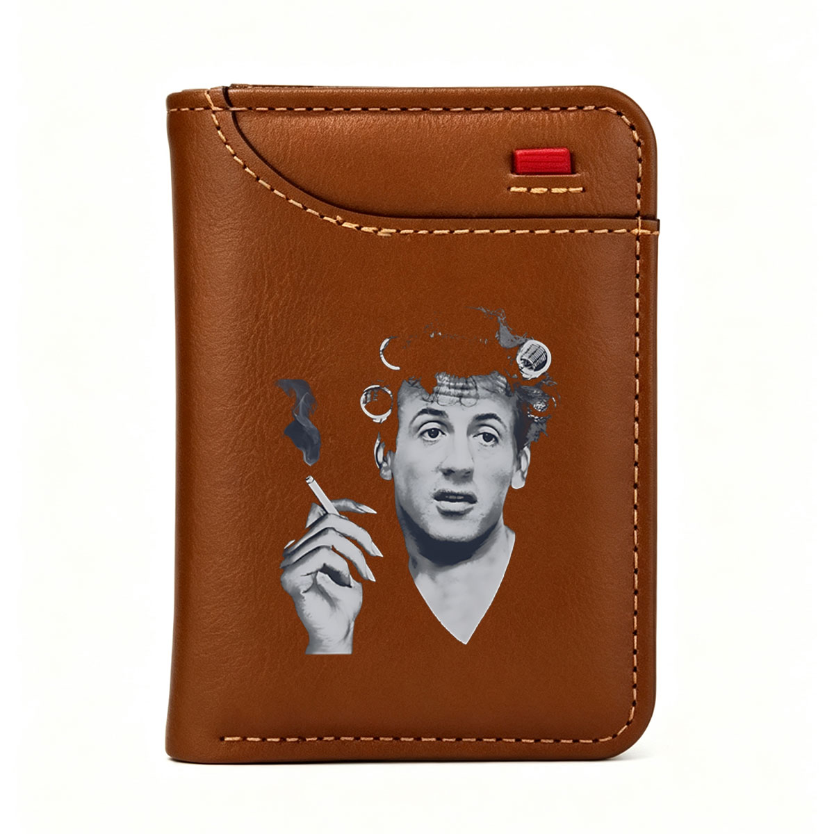Sacha Baron Cohen as Borat with curlers and cigarette - Vertical Style Wallet